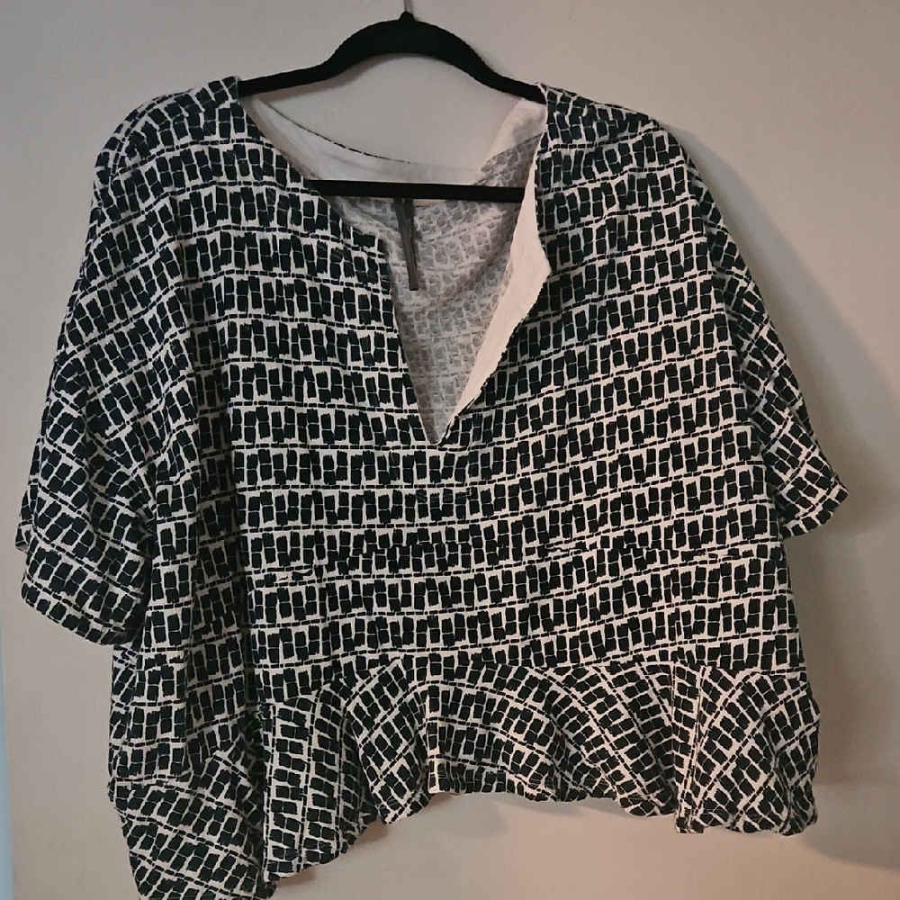 Anthropologie Blue Peplum Top XL